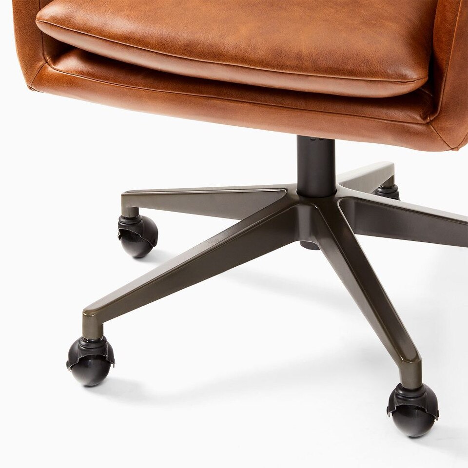 Helvetica Leather Swivel Office Chair West Elm Australia